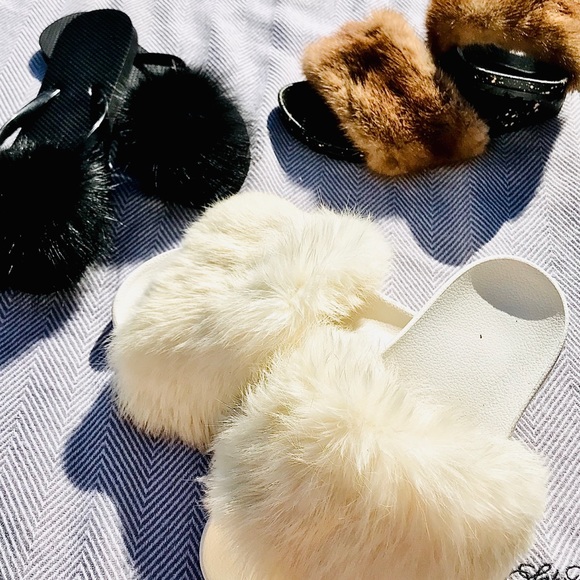REAL FOX FUR INDOOR OUTDOOR THONG FLIP FLOP - Picture 3 of 6
